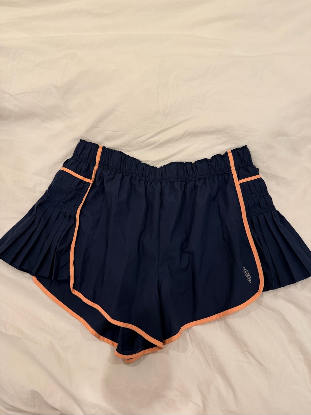 Free People Navy Blue Athletic Shorts with Coral Trim